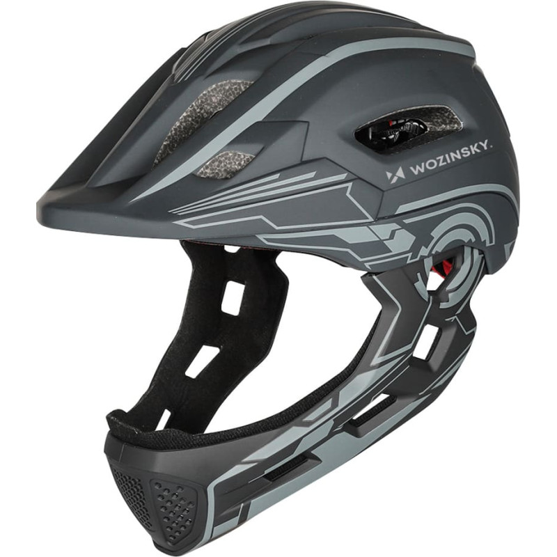 Wozinsky Kids' Full Face Bike Helmet with USB Rear Light S - Gray