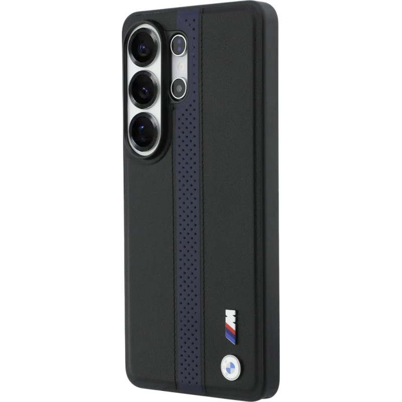 BMW M PU Leather Perforated Stripes and Metal Logo Magnetic Case for Samsung Galaxy S26 Ultra Blue