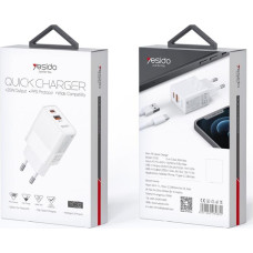 Yesido WALL CHARGER YC32 PD 20W QC3.0 USB-A+C WHITE