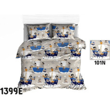 Kokvilnas gultas veļa 140x200 1399E pirātu jūrnieku kuģi 101N