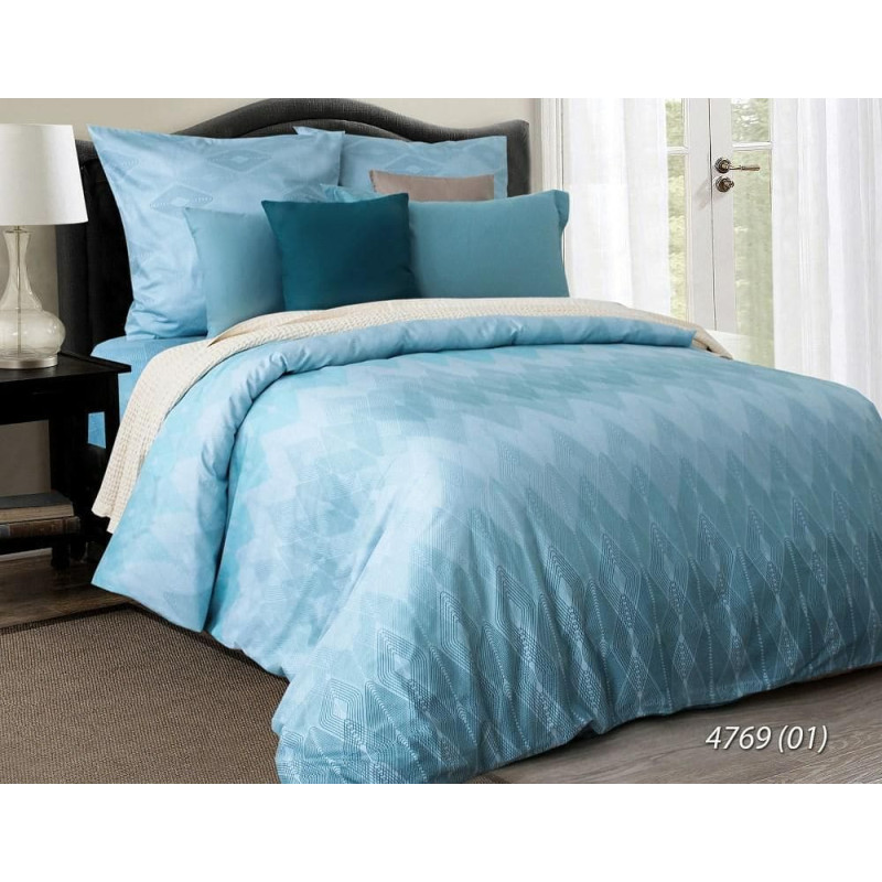 Satīna gultas veļa 160x200 4769/1 tirkīza dimanti 02