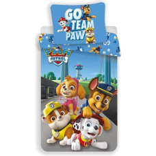 Kokvilnas gultas veļa 140x200 Paw Patrol Paw Chase Rocky Skye Rubble Marshall blue 8572 spilvendrāna 70x90