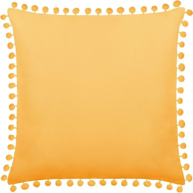 Dekoratīvā spilvendrāna 45x45 Pūkainas sinepes ar pomponiem