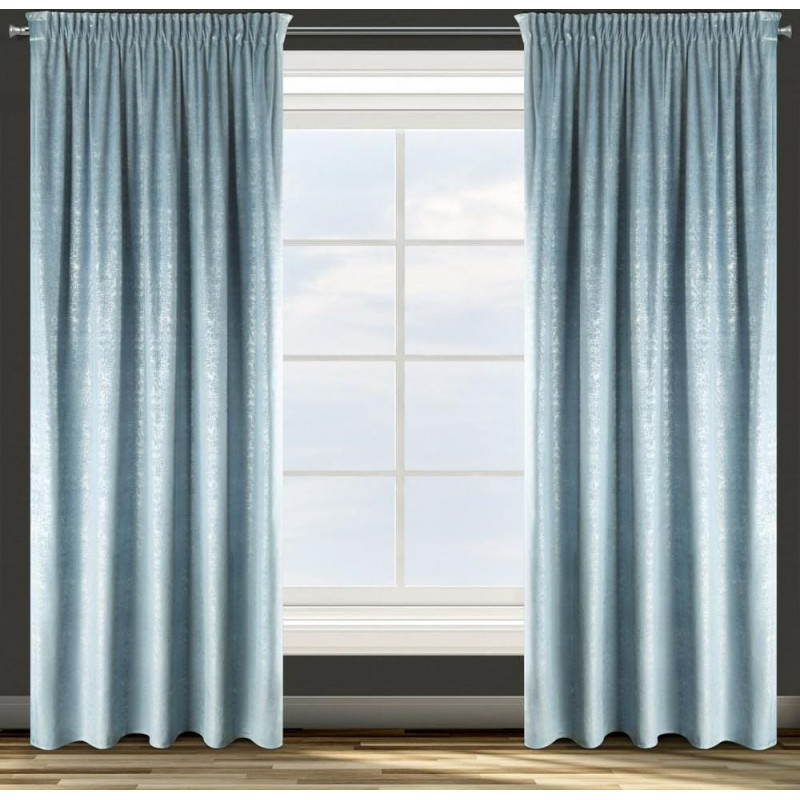 Aizkars 140x270 Kipras zils sudraba velūrs gatavs uz lentes