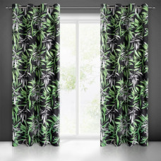 Aizkars 140x250 Zoja melns zaļš velūra palmu lapu aptumšojums gatavs ar starplikām Pierre Cardin