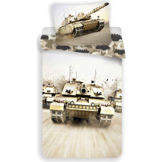 Kokvilnas gultas veļa 140x200 Tank camo tank 8483 spilvendrāna 70x90 bēša jauniešu militārā