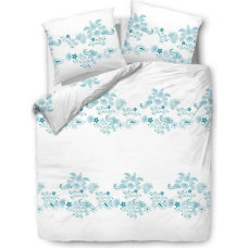Kokvilnas gultas veļa 160x200 balti tirkīza ornamenti 71464/1 Cottonlove 3