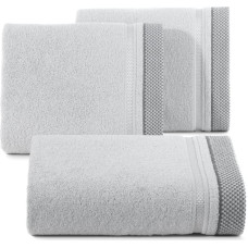 Kinga sudraba dvielis 50x90 ar dekoratīvu svītrainu apmali 485g/m2 frotē audums