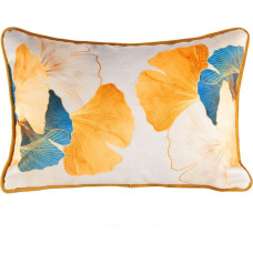 Dekoratīvais spilvens 45x30 Ginko krēms ar zeltainām ginkgo lapām