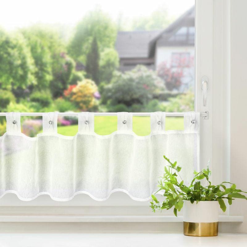 Zazdrostka 30x150 Sevilla white gatavs breketēm no gluda matēta auduma ar dekoratīviem kristāliem