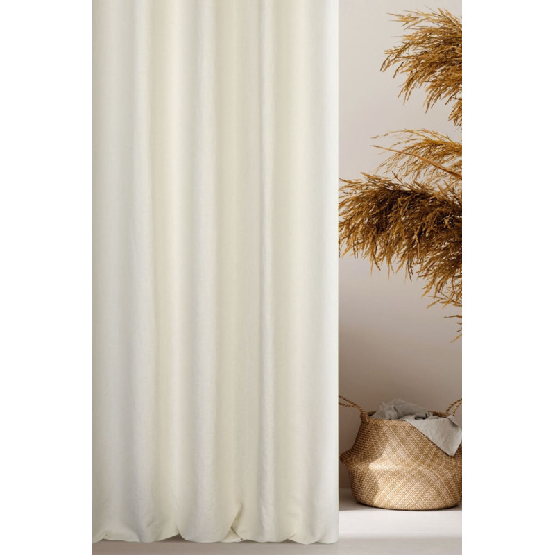 Aizkars 140x270 Seville 1 krēms gatavs uz lentes no mīksta auduma ar melanža efektu Terra Collection