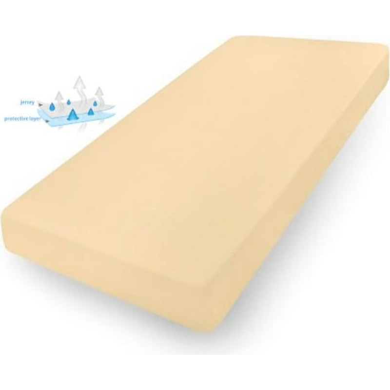 Ūdensizturīgs pieguļošs palags 90x200 04 krēmkrāsas krekls ar elastīgu apakšklāju