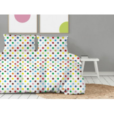 Kokvilnas gultas veļa 160x200 Sia balti krāsaini polka punktiņi Bielbaw 1