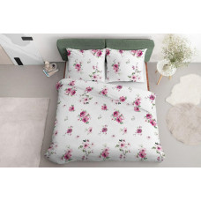 Satīna gultasveļa 160x200 Ziedi balti rozā 4036 A Home Satin 120