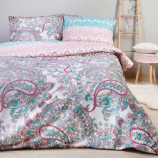 Kokvilnas gultas veļa 200x220 Bianca rozā tirkīza rotājumi Cottonlove Exclusive 5
