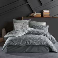 Kokvilnas gultasveļa 220x200 pavasarīgi pelēki žakarda ziedi Cottonlove Jacquard