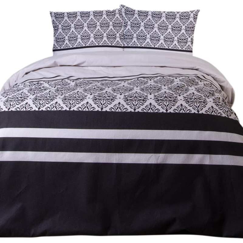 Flaneļa gultas veļa 220x200 Ornamenti pelēki melni 31494/1 Flanels 3