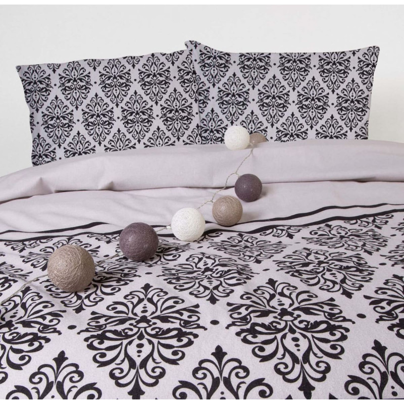 Flaneļa gultas veļa 220x200 Ornamenti pelēki melni 31494/1 Flanels 3