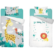 Kokvilnas gultas veļa 90x120 pelēka žirafe 3945 B Mayamoo 105