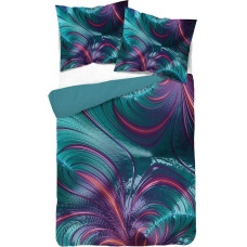 3D mikrošķiedras gultas veļa 160x200 Ziedu violeta tirkīza 4225 A Magic 2