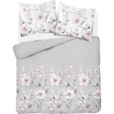 Satīna gultasveļa 160x200 pūderpelēki ziedi 4071 A Home Satin 001