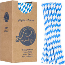 Gsg24 BIO ekoloģiskie papīra salmiņi PAPER STRAWS 6/205mm - balts un zils 250gab.