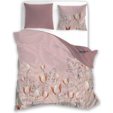 Satīna gultasveļa 160x200 Elegant 024 pūderrozā ziedi abpusēji S 23