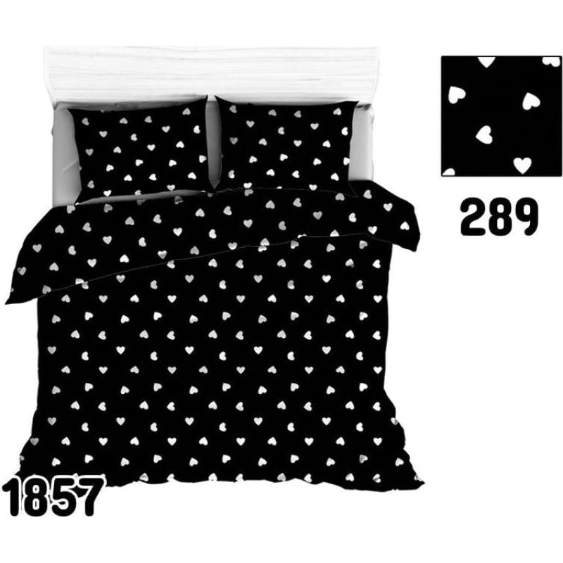 Kokvilnas gultasveļa 180x200 1857E melnas baltas sirsniņas