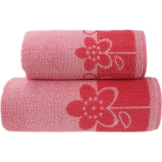 Dvielis Paloma 2 50x100 rozā ziedi 450g/m2