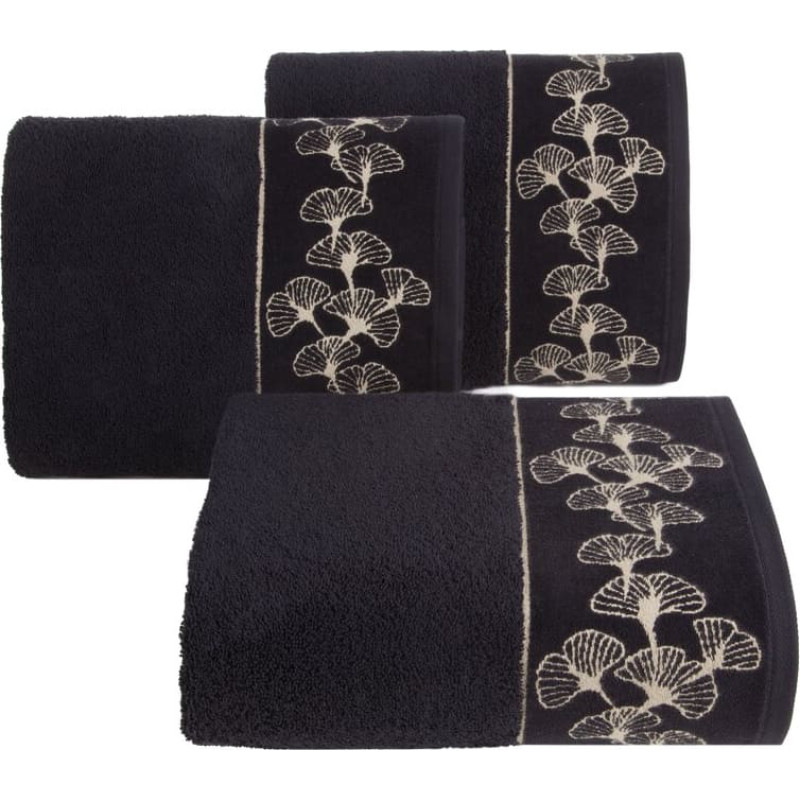 Limited Collection Dvielis 50x90 Victoria 10 melnā zelta lapas 500g/2 frotē Eurocurtains