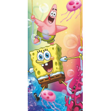 Pludmales dvielis 70x140 SpongeBob Squarepants Patryk Starfish kokvilnas sūklis bērniem 0841