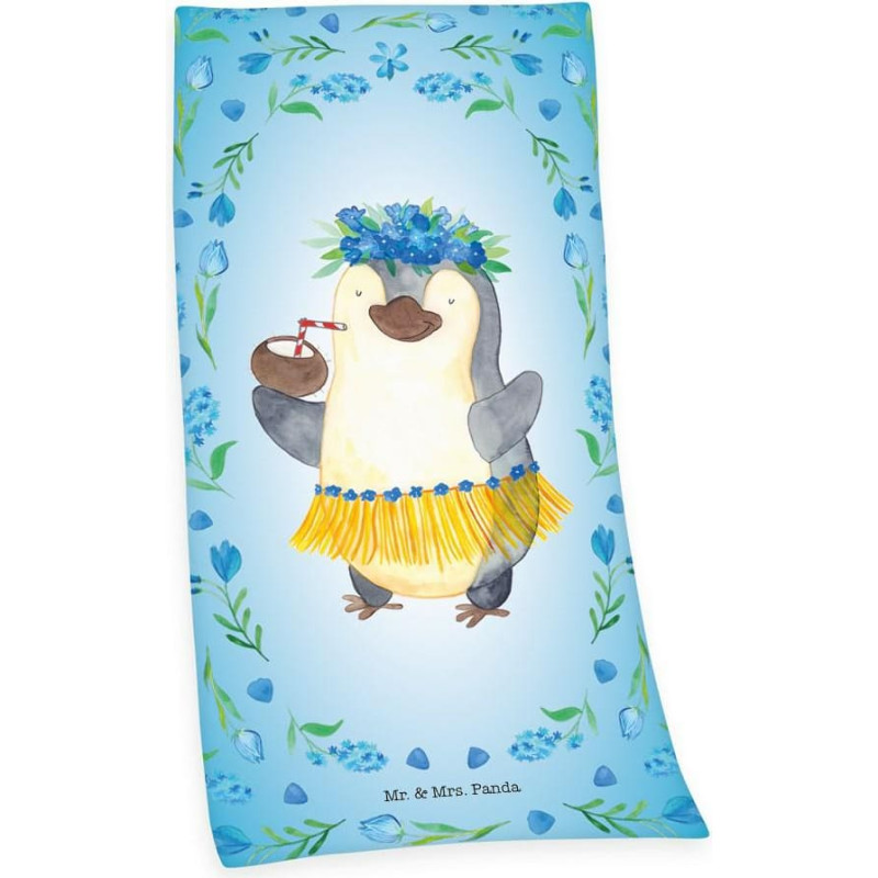 Pludmales dvielis 75x150 Mr un Mrs. Panda zila bērnu kokvilna H23