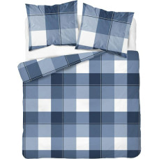 Kokvilnas gultasveļa 180x200 zili rūtaini 4570 A kokvilna 16