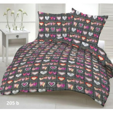 Gultasveļa no mizas 200x220 pelēkas sirsniņas violeta 205B