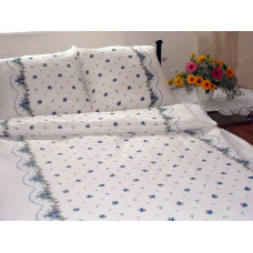 Mizas pakaiši 160x200 raksts 002B Border White and Blue ar pogām 100% bieza kokvilna