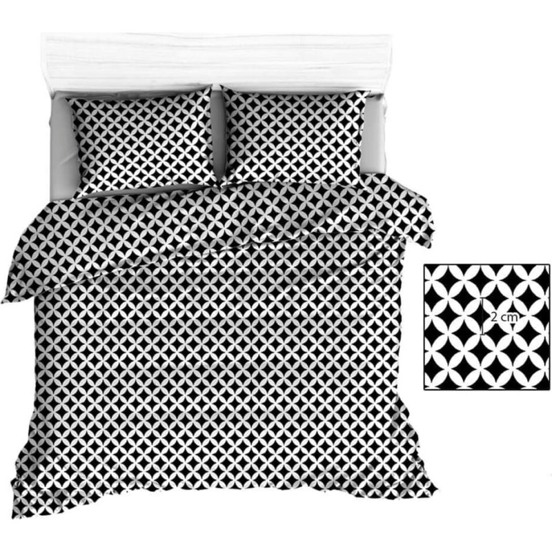 Kokvilnas gultasveļa 200x220 R145 melna maroka balta 212N