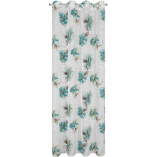 Aizkars 140x260 LIsa balti zaļš eko stilā, gatavs ar cilpām