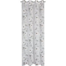 Aizkars 140x250 Bessy balti rozā pelēki ziedi ar E12 starplikām