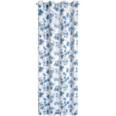 Aizkars 140x250 Caren balti zili ziedi gatavi ar E11 starplikām