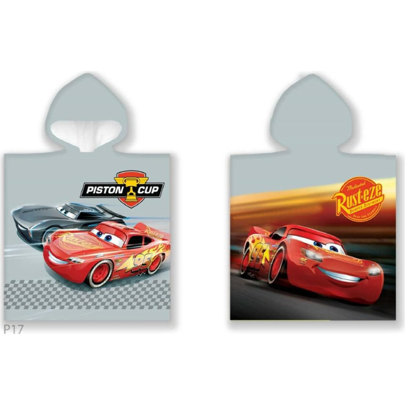 Pončo bērniem 50x115 Automašīnas Pelēks sarkans dvielis ar kapuci bērniem Vasara C23