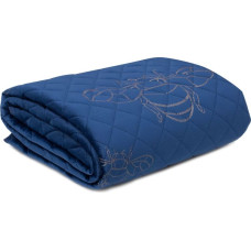 Dekoratīvais gultas pārklājs 220x240, tumši zils, zelta samta bišu stela