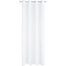 Gatavs aizkars 140x250 Mel, balts, ar sieta struktūru, gatavs ar cilpām