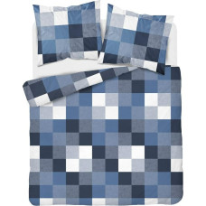 Mikrošķiedras gultas veļa 220x200 Blue Checkered 4615 B 30 Light