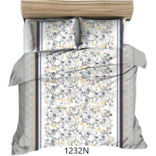 Kokvilnas gultasveļa 140x200 pelēki dzelteni ziedi 1232 N kokvilna Maks