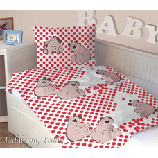 Kokvilnas gultasveļa 140x200+70x80 Teddy Red