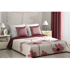 Divpusējs gultas pārklājs 220x240 Elva Cream + Burgundy