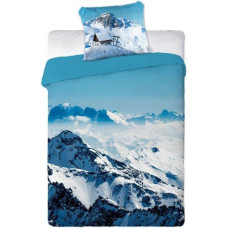 Jauniešu kokvilnas gultas veļa 160x200 Góry Górskie Views balts zils 8539