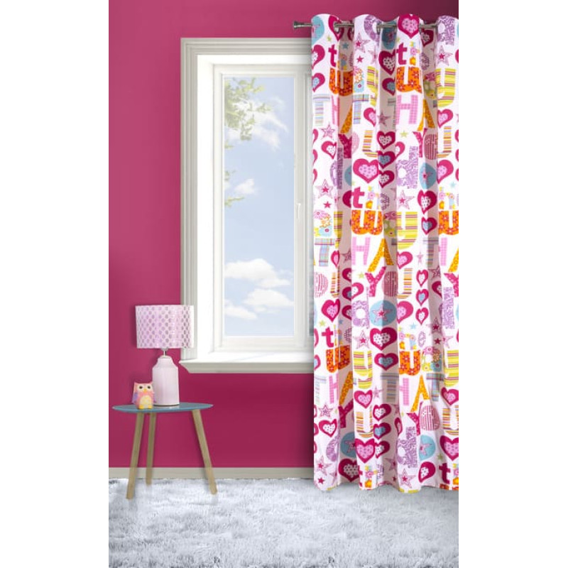 Aizkars bērnu istabai 140x250 Gabby Hearts Burti uz cilpām