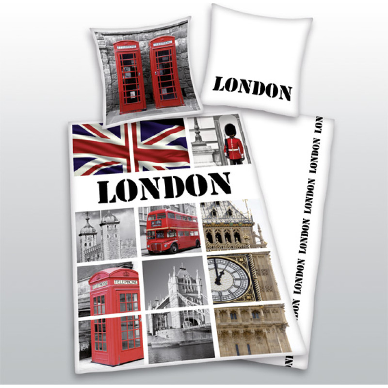 Kokvilnas gultas veļa 140x200 London 5449 London Budki Big Ben spilvendrāna 70x90