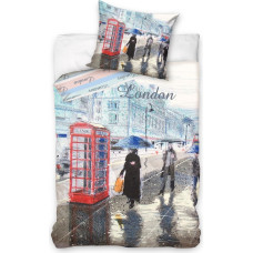 Kokvilnas gultasveļa 140x200 Londona 1003B Londonas ielas telefona kaste 6197